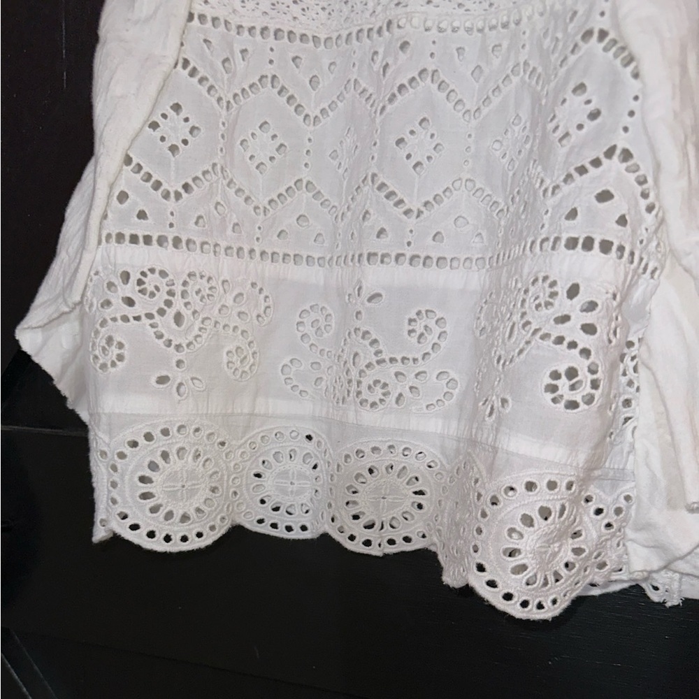 By Anthropologie Sustainable Embroidered Eyelet Lace Boho White Feminine Tank - Picture 6 of 11